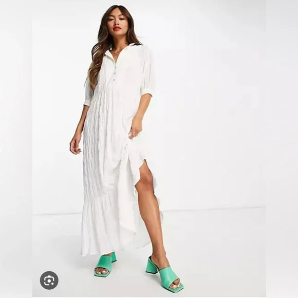 white christmas dresses Rent River Island Cream Embellished Long Sleeve Maxi Dress main image 1